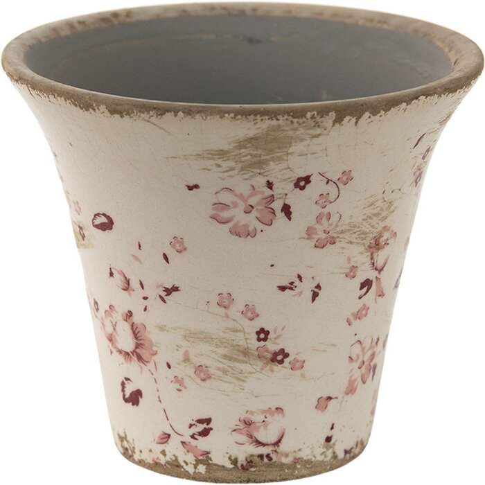 Clayre & Eef 6CE1418 Maceta de interior rosa, beige Ø 12x11 cm