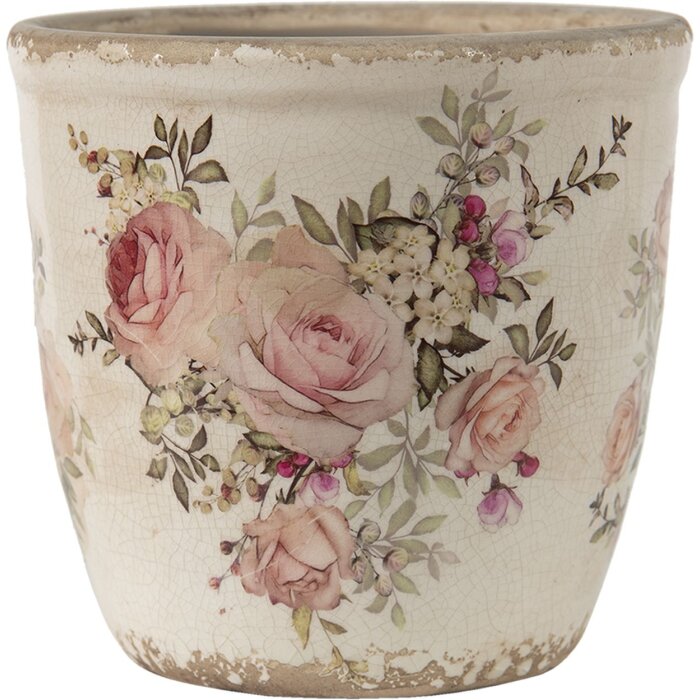 Clayre & Eef 6CE1421M Maceta para interior Rosa, Beige Ø 12x12 cm