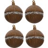 Clayre & Eef 6GL3271 Set de 4 bolas de Navidad marrón Ø 8 cm