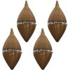 Clayre & Eef 6GL3272 Set de 4 Bolas de Navidad Marrón 7x14 cm