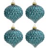 Clayre & Eef 6GL3286 Set de 4 Bolas de Navidad Azul Ø 8 cm