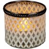 Clayre & Eef 6GL3331 Portavelas de Cristal Blanco Ø 8x7 cm