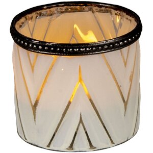Clayre & Eef 6GL3333 Portavelas de Cristal Blanco...
