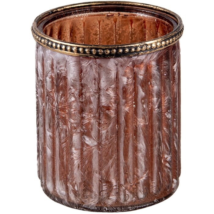 Clayre & Eef 6GL3356 Portavelas de Cristal Marrón Ø 10x12 cm