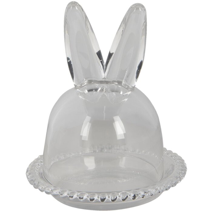 Clayre & Eef 6GL3376 Campana Cristal Conejo Transparente Ø 14x16 cm
