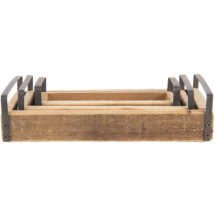 Clayre & Eef Bandeja Decorativa (Juego de 3) Marrón 35x20x5 - 30x15x5 - 25x10x5 cm