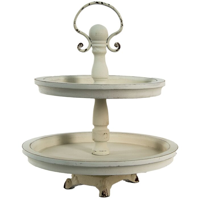 Clayre & Eef 6H2079 Estantería 2 pisos Beige Ø 30x36 cm