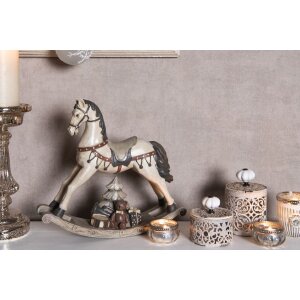 Clayre & Eef 6PR0036 Decoración Navideña Caballo Mecedora Blanco 22x5x19 cm
