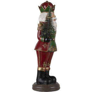 Clayre & Eef 6PR4745 Decoración Navideña Estatua Cascanueces Rojo 13x10x32 cm