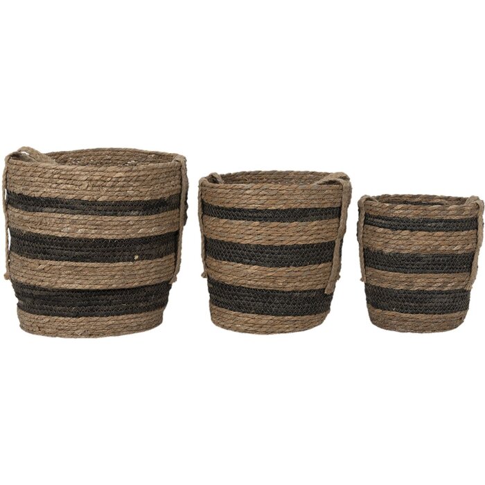 Clayre & Eef 6RO0549 Juego de 3 cestas de almacenaje marrón Ø 33x33 cm