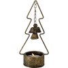 Clayre & Eef 6Y4512 Portavelas Árbol de Navidad Color Cobre 10x8x24 cm