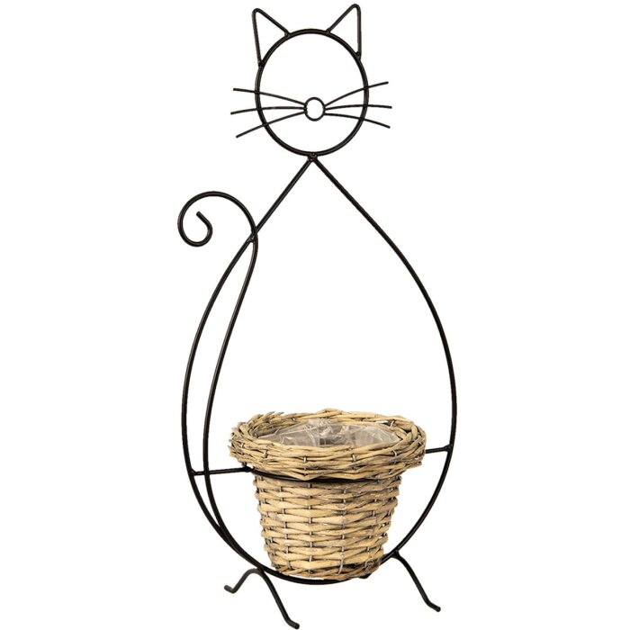Clayre & Eef 6Y4705 Macetero Interior Gato Negro 27x16x52 cm