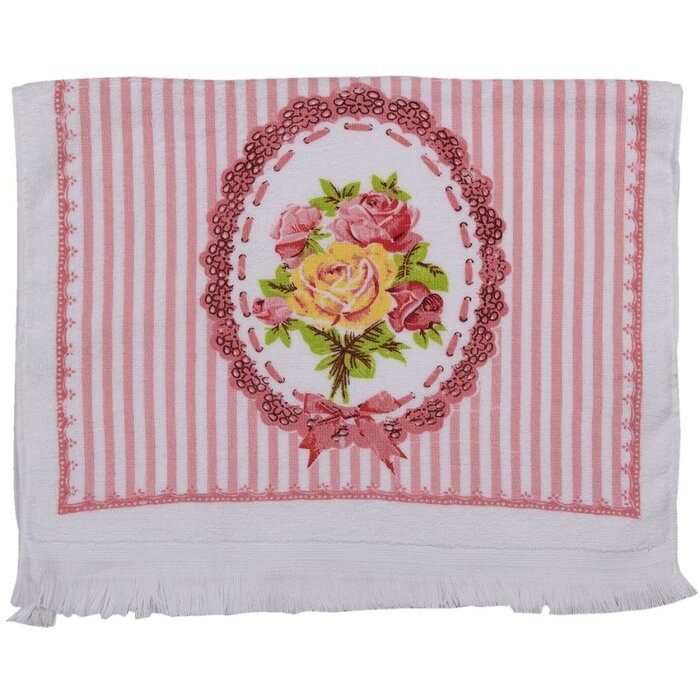 Clayre & Eef CT020 Toalla de Huésped Blanco, Rosa 40x66 cm
