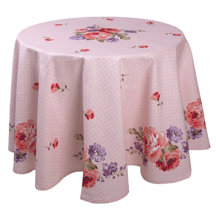 Clayre & Eef DTR07 Mantel Redondo Rosa, Lila Ø 170 cm