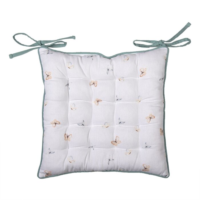 Clayre & Eef FOB29 Silla Cojín Espuma Blanco, Verde 40x40 cm
