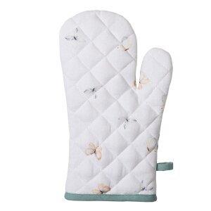 Clayre & Eef FOB44 Guantes de Horno Blanco, Grun 18x30 cm