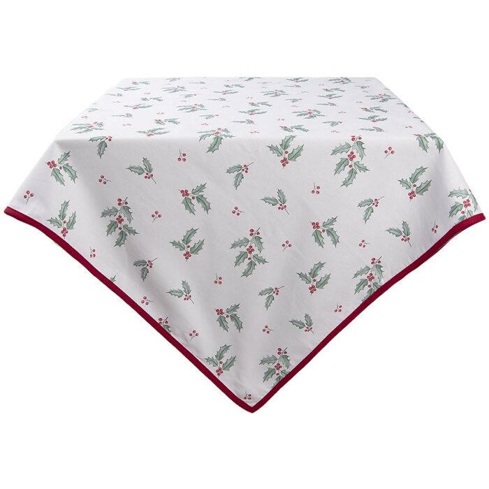 Clayre & Eef HCH01 Mantel Cuadrado Blanco, Rojo 100x100 cm