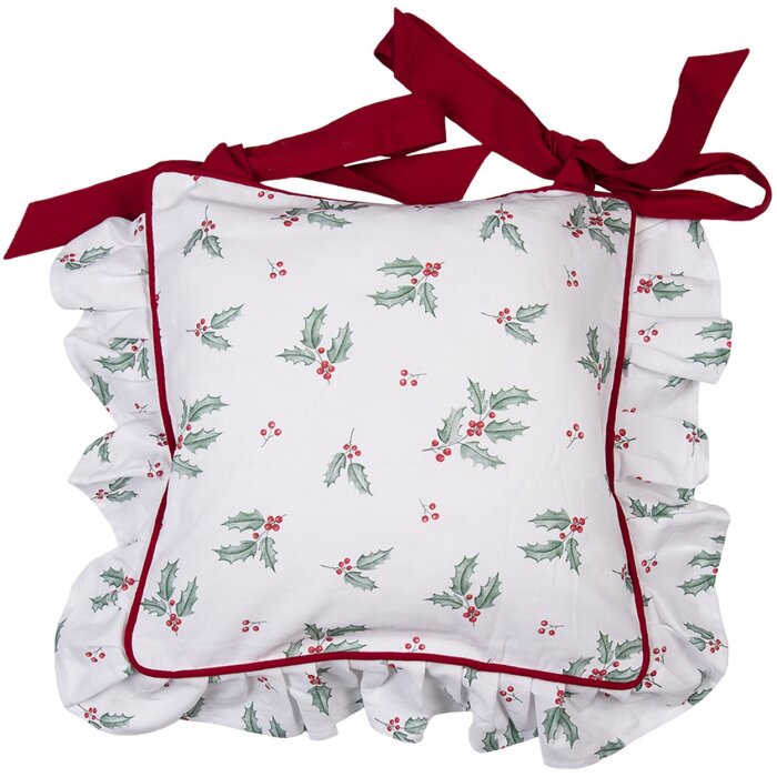 Clayre & Eef HCH25 Funda de cojín Cojín de asiento Blanco, Rojo 40x40 cm