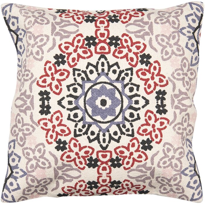 Clayre & Eef KT032.055 Funda de cojín rojo, beige 50x50 cm