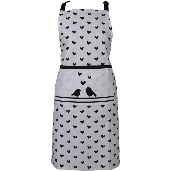 Clayre & Eef LBS41 Delantal de cocina Blanco, Negro 70x85 cm