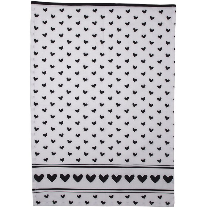 Clayre & Eef LBS42 Paño de cocina blanco, negro 50x70 cm