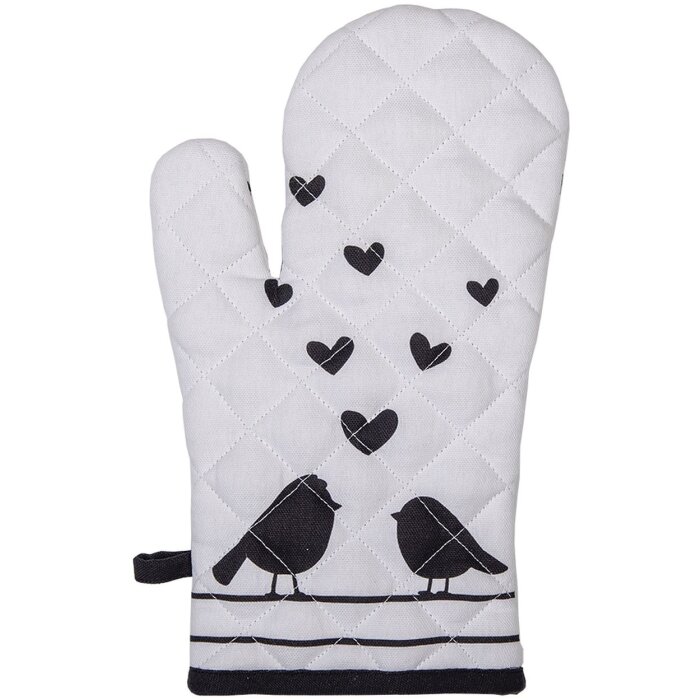 Clayre & Eef LBS44 Guantes de Horno Blanco, Negro 18x30 cm