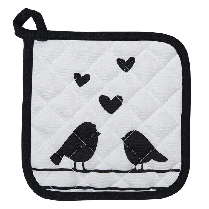 Clayre & Eef LBS45 Porta Ollas Blanco, Negro 20x20 cm