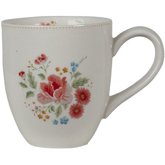 Clayre & Eef LRCMU Taza 12x8x9 cm - 300 ml Beige Flores