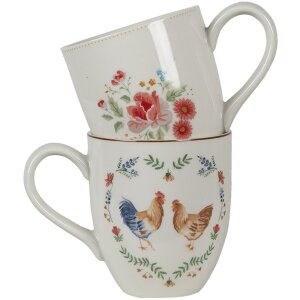 Clayre & Eef LRCMU Taza 12x8x9 cm - 300 ml Beige Flores