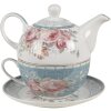 Clayre & Eef PECTEFO Té para Uno Azul, Blanco 16x10x14 cm - 400 ml - 250 ml
