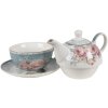 Clayre & Eef PECTEFO Té para Uno Azul, Blanco 16x10x14 cm - 400 ml - 250 ml