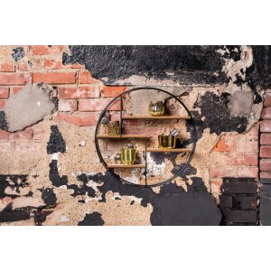 Henzo estantería de pared 50x50x10 cm redonda metal aspecto madera fácil montaje