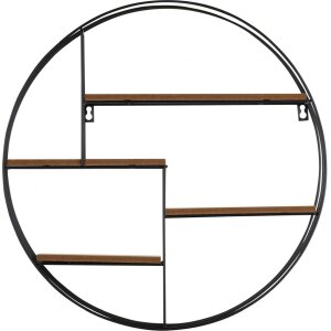 Henzo estantería de pared 50x50x10 cm redonda metal aspecto madera fácil montaje