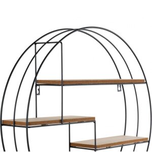 Henzo estantería de pared 50x50x10 cm redonda metal aspecto madera fácil montaje