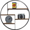 Henzo estantería de pared 50x50x10 cm redonda metal aspecto madera fácil montaje