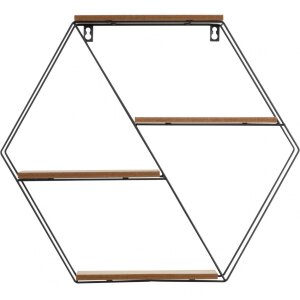 Henzo Estantería de pared 44,5x50x10 cm Negro Marrón Metal Madera Moderno
