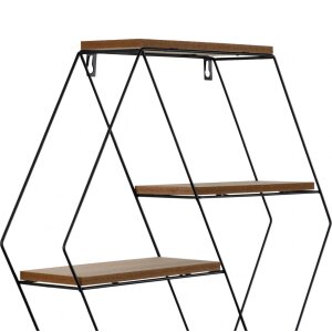 Henzo Estantería de pared 44,5x50x10 cm Negro Marrón Metal Madera Moderno