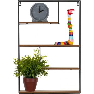 Estantería de pared Henzo madera natural negra...