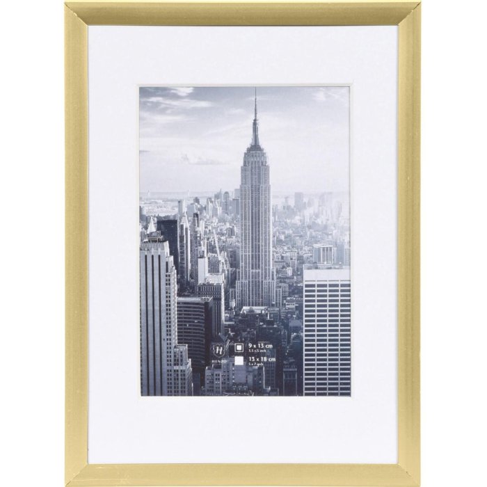 Marco de aluminio Henzo Manhattan oro 13x18 cm con paspartú 9x13 cm