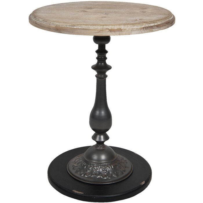 Clayre & Eef 50525 Mesa auxiliar marrón, negro Ø 50x64 cm