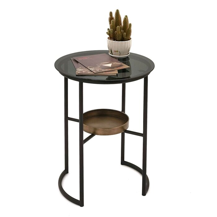 Clayre & Eef 50675 Mesa auxiliar marrón Ø 43x55 cm