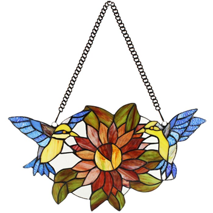 Clayre & Eef 5LL-6237 Cuadro Tiffany Pájaros Marrón 50x60 cm