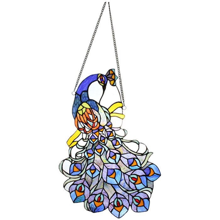 Clayre & Eef 5LL-6238 Cuadro Tiffany Azul Pavo Real 35x70 cm