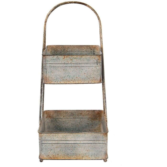 Clayre & Eef 5Y1098 Estantería de 2 pisos Gris 29x29x66 cm