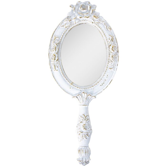Clayre & Eef 62S263 Espejo de mano Blanco 10x1x25 cm