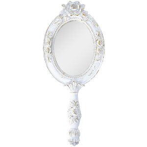 Clayre & Eef 62S263 Espejo de mano Blanco 10x1x25 cm