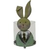 Clayre & Eef 64995 Farol Conejo Verde, Blanco, Rosa 11x10x22 cm