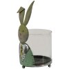 Clayre & Eef 64995 Farol Conejo Verde, Blanco, Rosa 11x10x22 cm