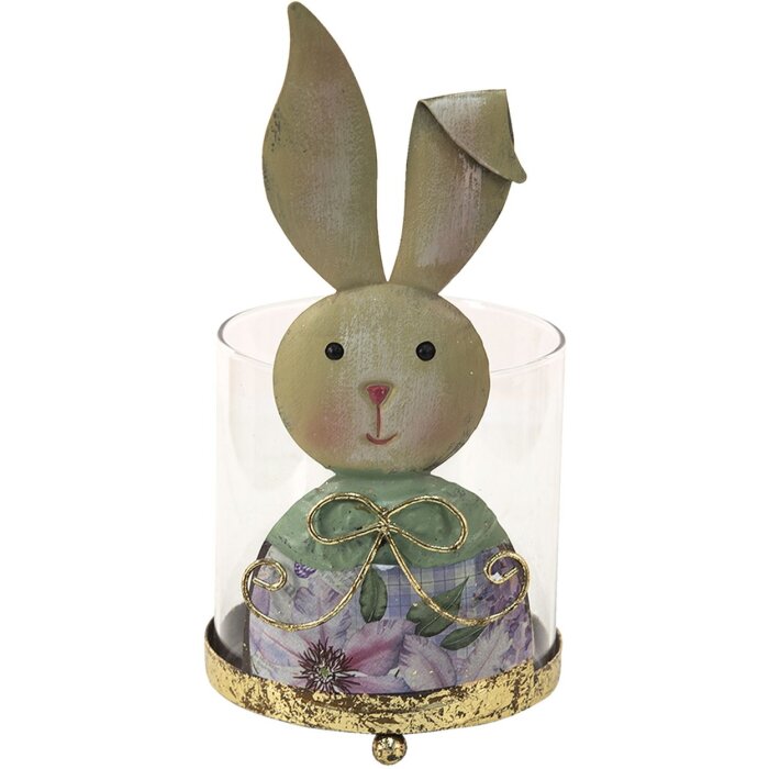 Clayre & Eef 64996 Farol Conejo Azul, Beige 11x10x22 cm