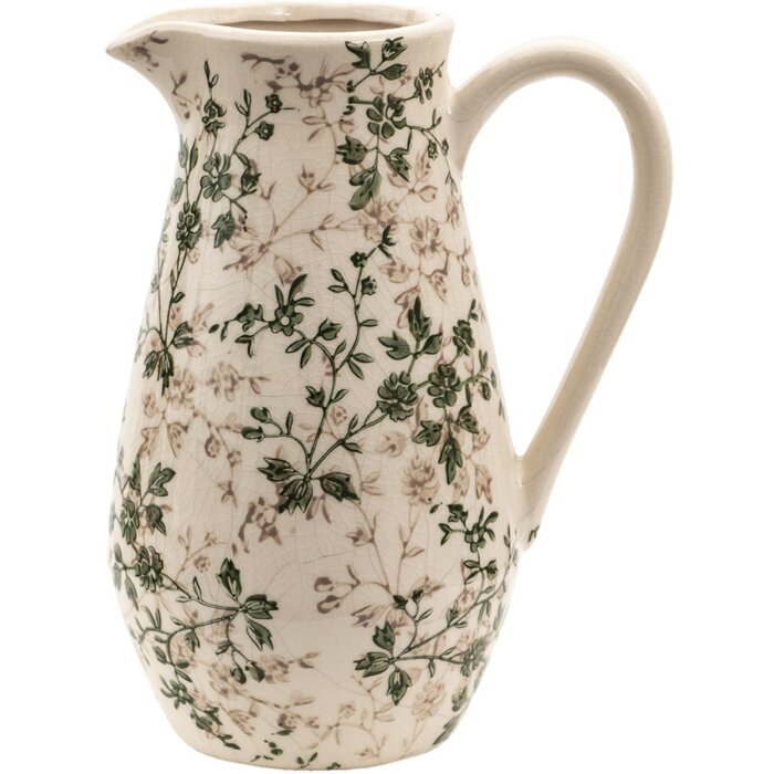 Clayre & Eef 6CE1456M Jarra Decorativa Verde, Marrón, Beige 20x14x25 cm
